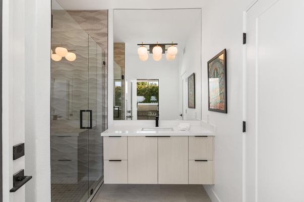 Bathroom, Dual Sink Vanities, Glass Shower, Interior