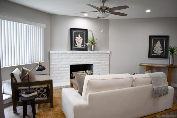Bedroom, Fireplace, Interior, Recessed Lighting, Wood Texture Flooring