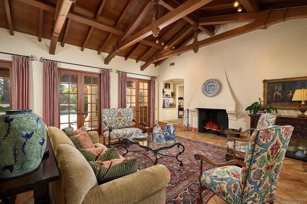Fireplace, Interior, Living room, Recessed Lighting, Wooden Beams, Wooden Ceilings