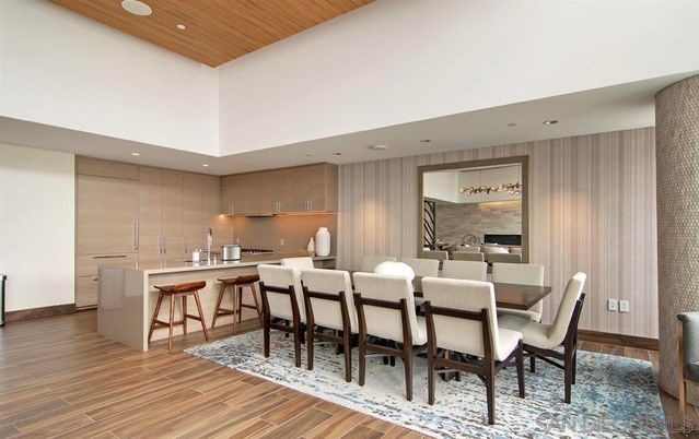 Dining room, Interior, Recessed Lighting, Wooden Ceilings, Wood Texture Flooring