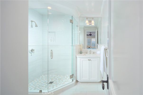 Bathroom, Glass Shower, Interior, Recessed Lighting