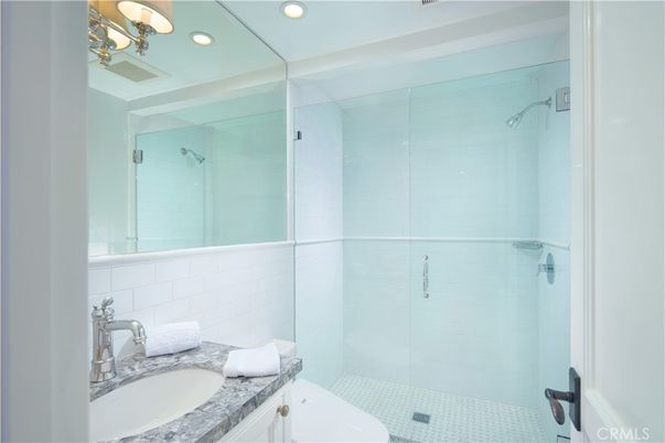 Bathroom, Glass Shower, Interior, Recessed Lighting