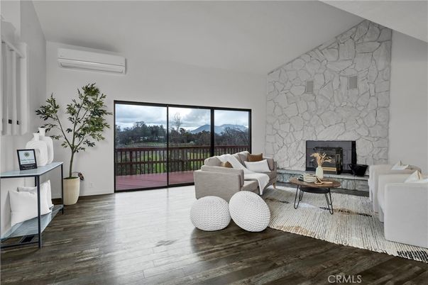 Fireplace, Interior, Living room, Stone Walls, Wood Texture Flooring