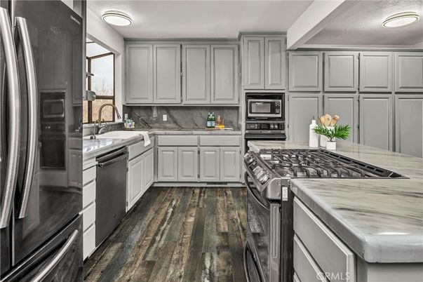 Interior, Kitchen, Stainless Steel Appliances, Wood Texture Flooring