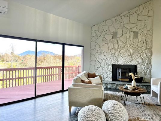 Fireplace, Interior, Living room, Stone Walls, Wood Texture Flooring