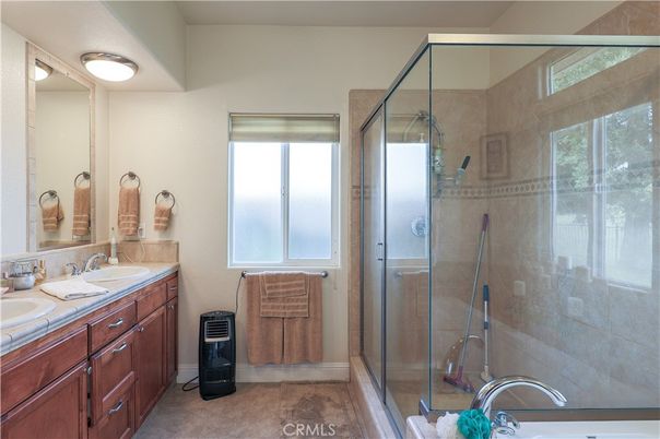 Bathroom, Dual Sink Vanities, Glass Shower, Interior, Tile Countertops