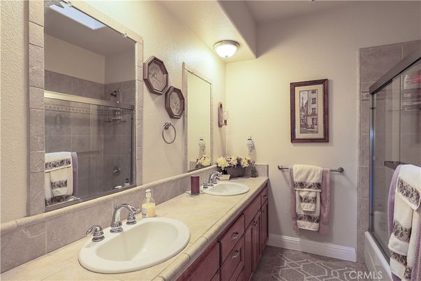 Bathroom, Dual Sink Vanities, Glass Shower, Interior, Tile Countertops