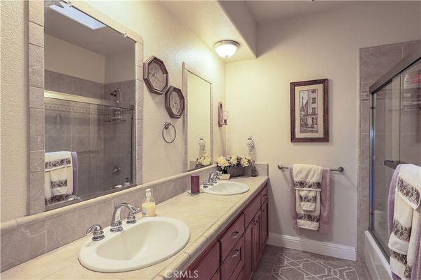Bathroom, Dual Sink Vanities, Glass Shower, Interior, Tile Countertops