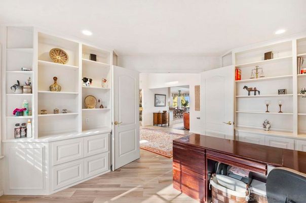Home Office, Interior, Recessed Lighting, Wood Texture Flooring