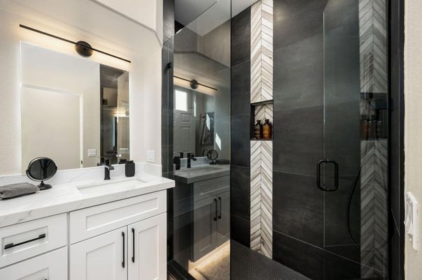 Bathroom, Dual Sink Vanities, Glass Shower, Interior