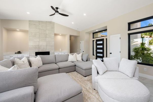 Fireplace, Interior, Living room, Recessed Lighting