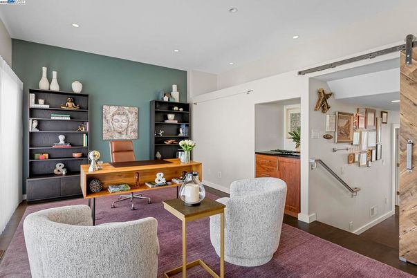 Home Office, Interior, Recessed Lighting, Wood Texture Flooring