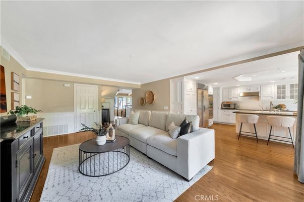 Interior, Kitchen, Living room, Recessed Lighting, Stainless Steel Appliances, Wood Texture Flooring