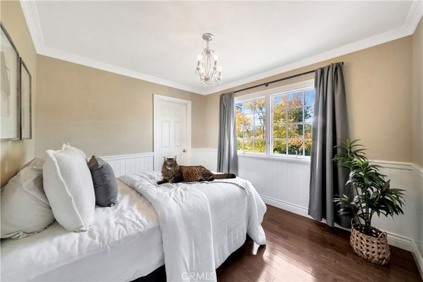 Bedroom, Chandelier, Interior, Wood Texture Flooring