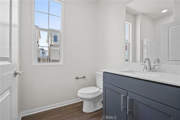Bathroom, Interior, Recessed Lighting, Wood Texture Flooring