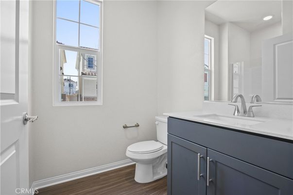 Bathroom, Interior, Recessed Lighting, Wood Texture Flooring
