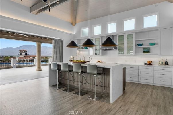Interior, Kitchen, Pendant Lights, Wooden Beams, Wood Texture Flooring