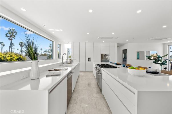Interior, Kitchen, Marble, Recessed Lighting, Stainless Steel Appliances