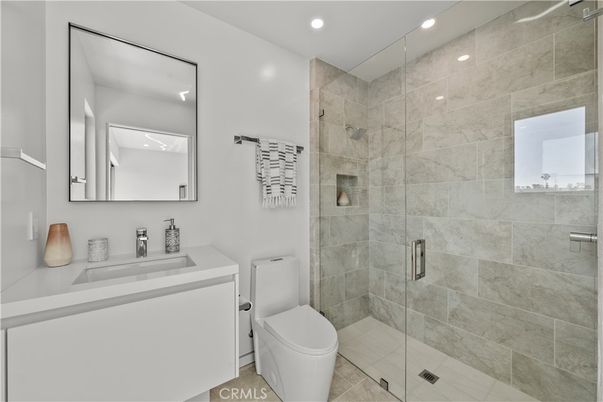 Bathroom, Glass Shower, Interior, Recessed Lighting