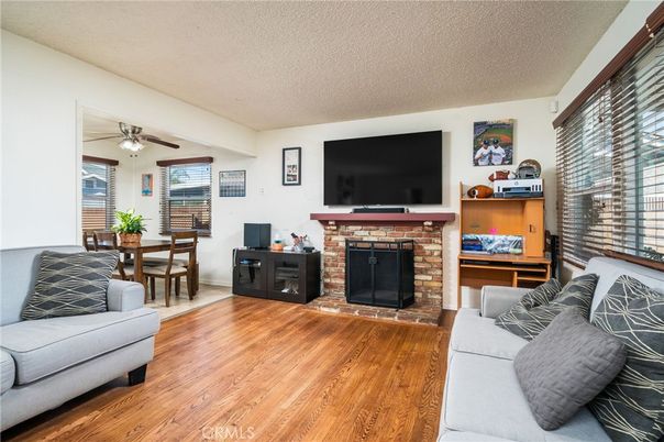 Dining room, Fireplace, Interior, Living room, Wood Texture Flooring