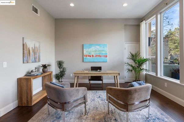 Home Office, Interior, Recessed Lighting, Wood Texture Flooring