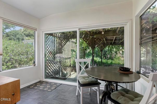 Dining room, Interior, Sun Room, Wood Texture Flooring