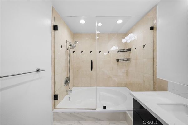 Bathroom, Glass Shower, Interior, Marble, Recessed Lighting