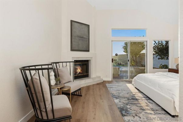 Bedroom, Fireplace, Interior, Living room, Wood Texture Flooring