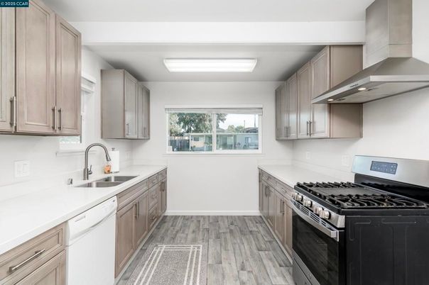 Interior, Kitchen, Stainless Steel Appliances, Wood Texture Flooring