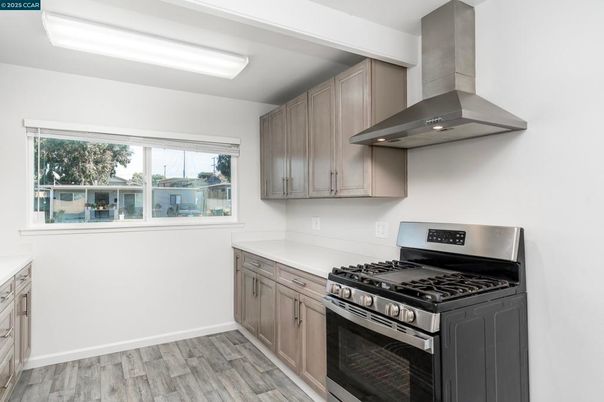 Interior, Kitchen, Stainless Steel Appliances, Wood Texture Flooring