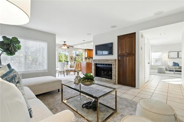 Dining room, Fireplace, Interior, Living room, Recessed Lighting