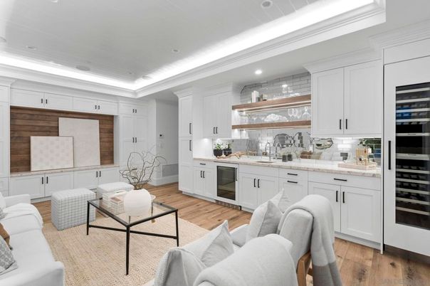 Interior, Kitchen, Living room, Recessed Lighting, Stainless Steel Appliances, Wood Texture Flooring
