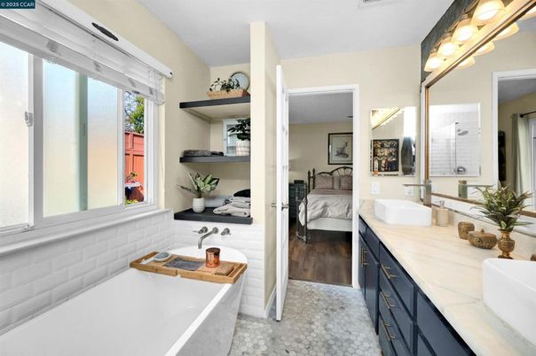Bathroom, Bedroom, Dual Sink Vanities, Interior, Wood Texture Flooring