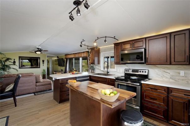 Interior, Kitchen, Living room, Stainless Steel Appliances, Wood Texture Flooring