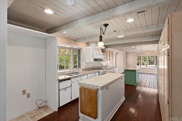 Interior, Kitchen, Pendant Lights, Recessed Lighting, Wooden Ceilings, Wood Texture Flooring