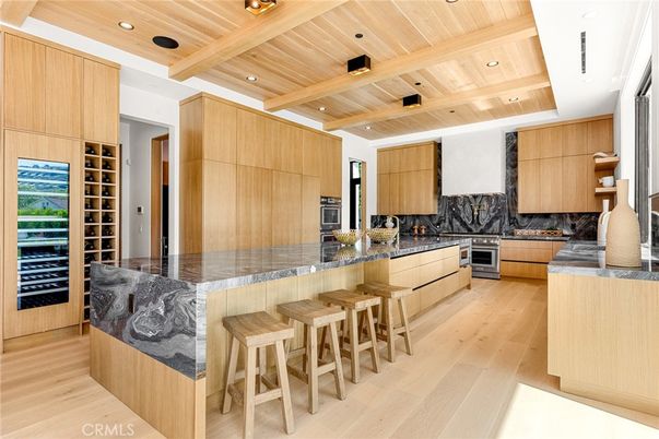 Interior, Kitchen, Recessed Lighting, Stainless Steel Appliances, Wooden Beams, Wooden Ceilings, Wood Texture Flooring