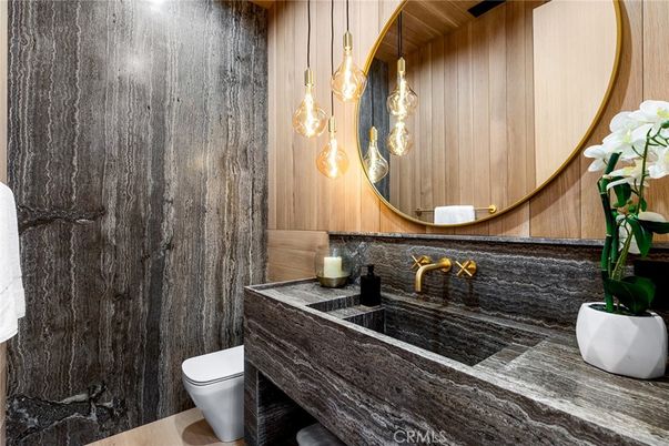 Bathroom, Interior, Pendant Lights, Wooden Walls