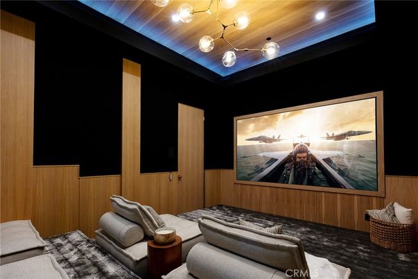 Home Theatre Room, Interior, Projection Screen, Recessed Lighting, Theatre Room, Wooden Ceilings, Wooden Walls