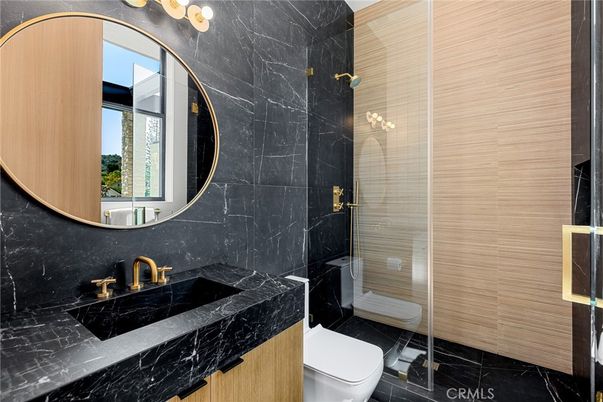 Bathroom, Glass Shower, Interior, Marble Walls