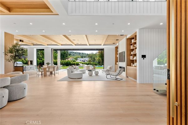 Dining room, Interior, Living room, Recessed Lighting, Wooden Beams, Wooden Ceilings, Wood Texture Flooring