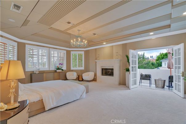 Bedroom, Chandelier, Fireplace, Interior, Recessed Lighting