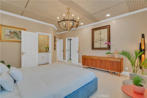 Bedroom, Chandelier, Interior, Recessed Lighting