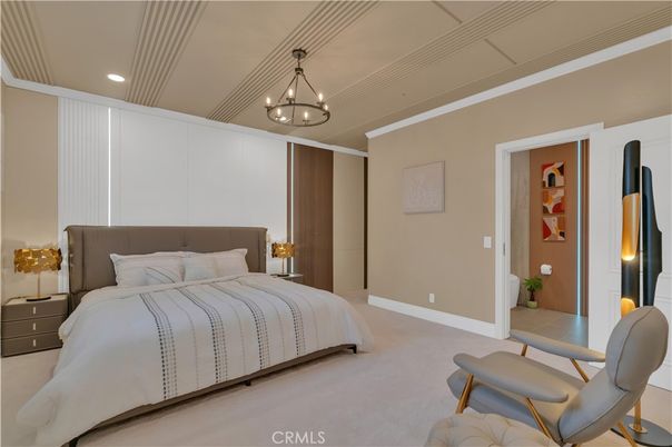 Bedroom, Chandelier, Interior, Recessed Lighting