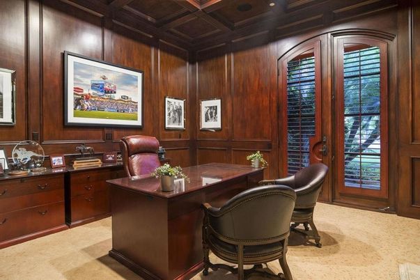 Home Office, Interior, Recessed Lighting, Wooden Walls