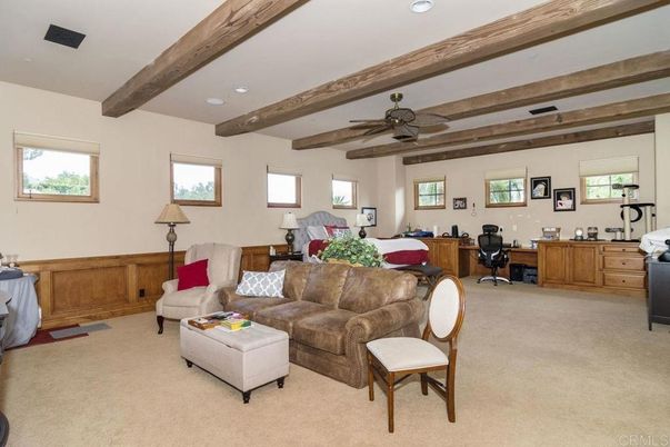 Home Office, Interior, Living room, Recessed Lighting, Wooden Beams