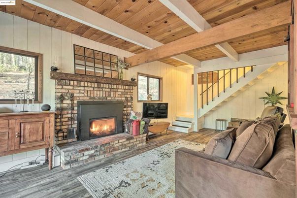 Fireplace, Interior, Living room, Wooden Beams, Wooden Ceilings, Wood Texture Flooring