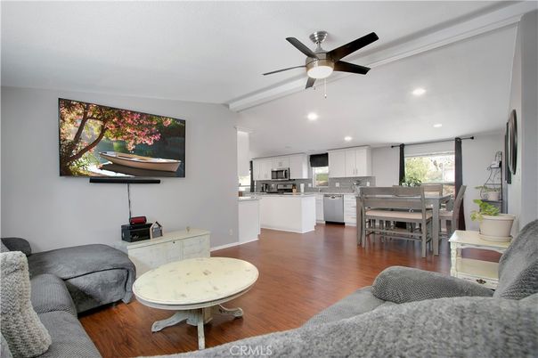 Dining room, Interior, Kitchen, Recessed Lighting, Wood Texture Flooring
