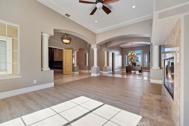 Chandelier, Home Office, Interior, Wood Texture Flooring