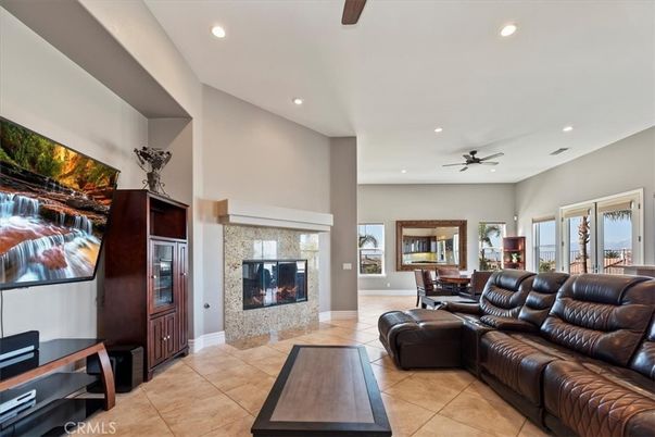 Dining room, Fireplace, Interior, Living room, Recessed Lighting