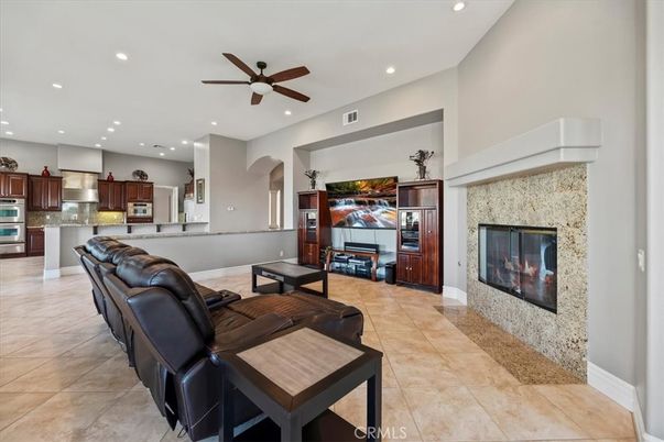 Dining room, Fireplace, Interior, Living room, Recessed Lighting
